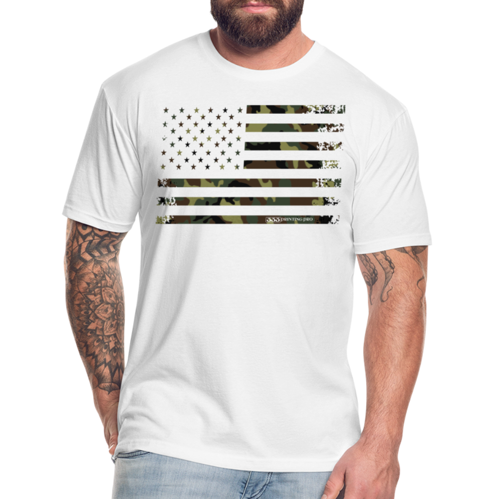 Camo Flag Fitted Cotton/Poly T-Shirt by Next Level - white