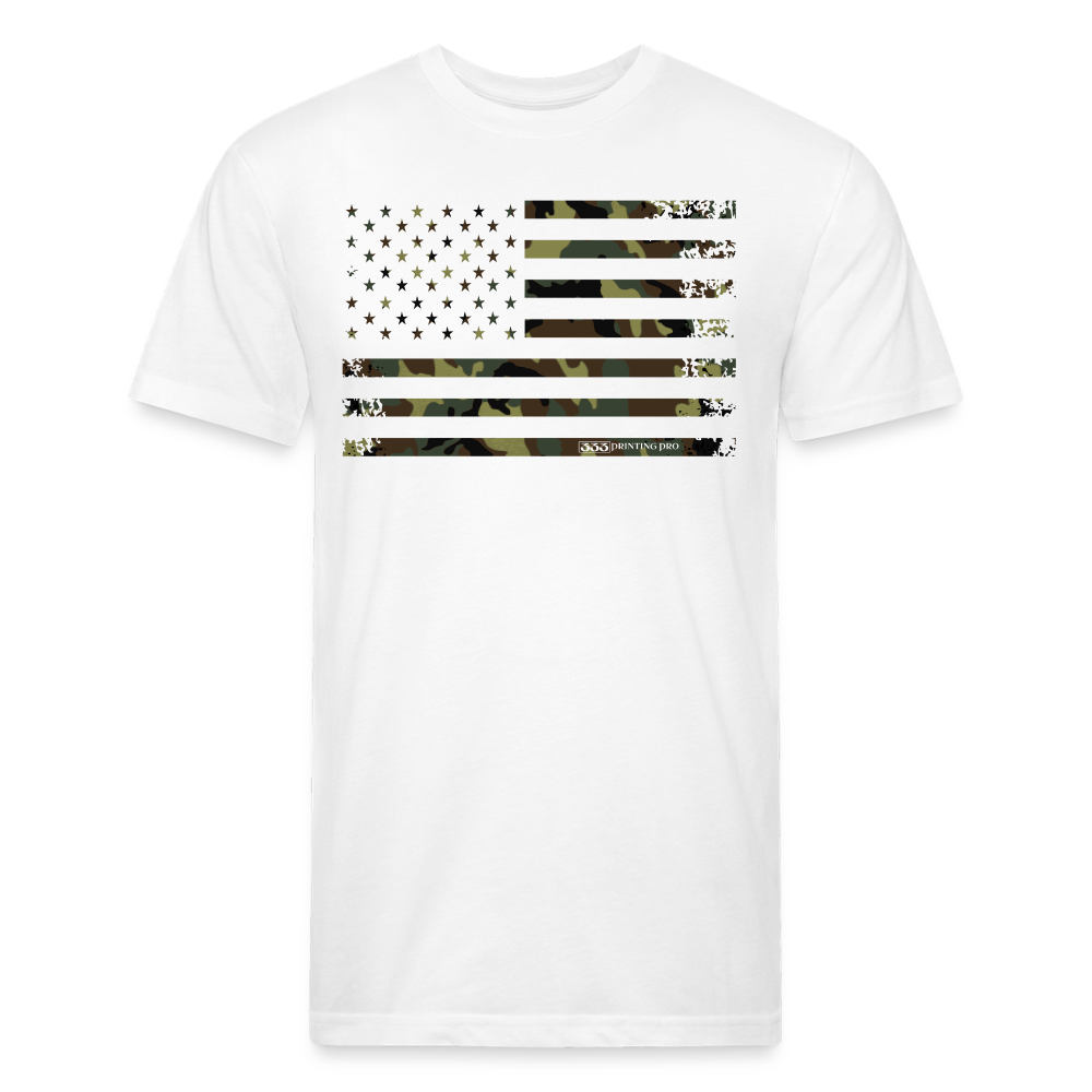 Camo Flag Fitted Cotton/Poly T-Shirt by Next Level - white