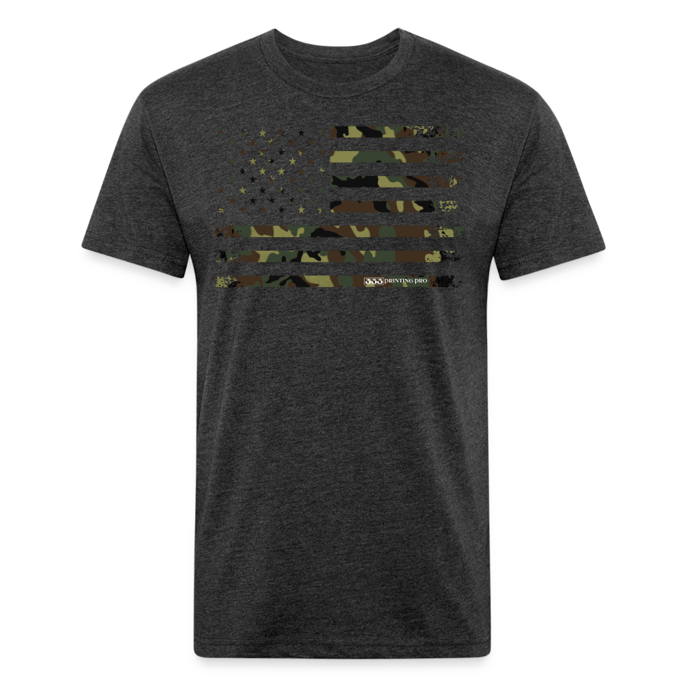Camo Flag Fitted Cotton/Poly T-Shirt by Next Level - heather black