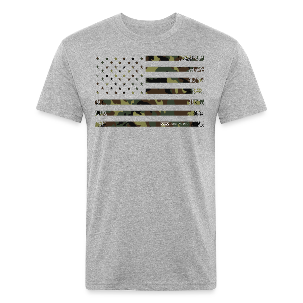 Camo Flag Fitted Cotton/Poly T-Shirt by Next Level - heather gray