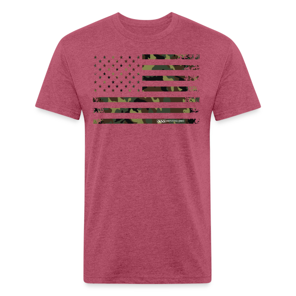 Camo Flag Fitted Cotton/Poly T-Shirt by Next Level - heather burgundy