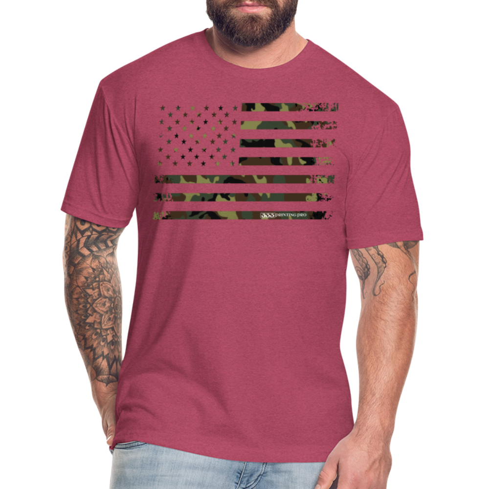 Camo Flag Fitted Cotton/Poly T-Shirt by Next Level - heather burgundy