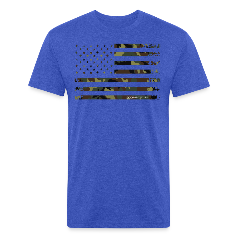 Camo Flag Fitted Cotton/Poly T-Shirt by Next Level - heather royal