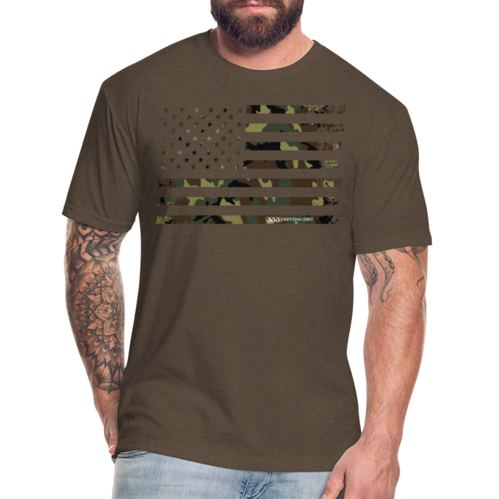 Camo Flag Fitted Cotton/Poly T-Shirt by Next Level - heather espresso