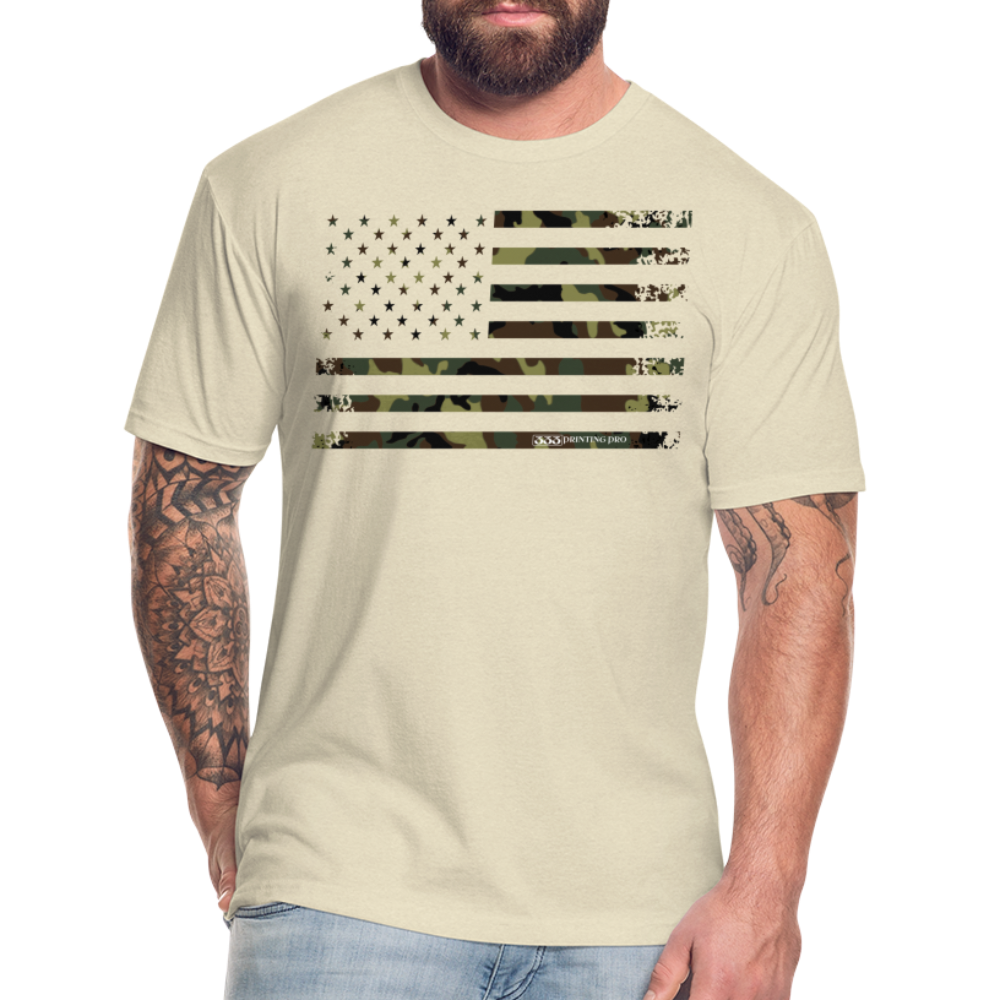Camo Flag Fitted Cotton/Poly T-Shirt by Next Level - heather cream