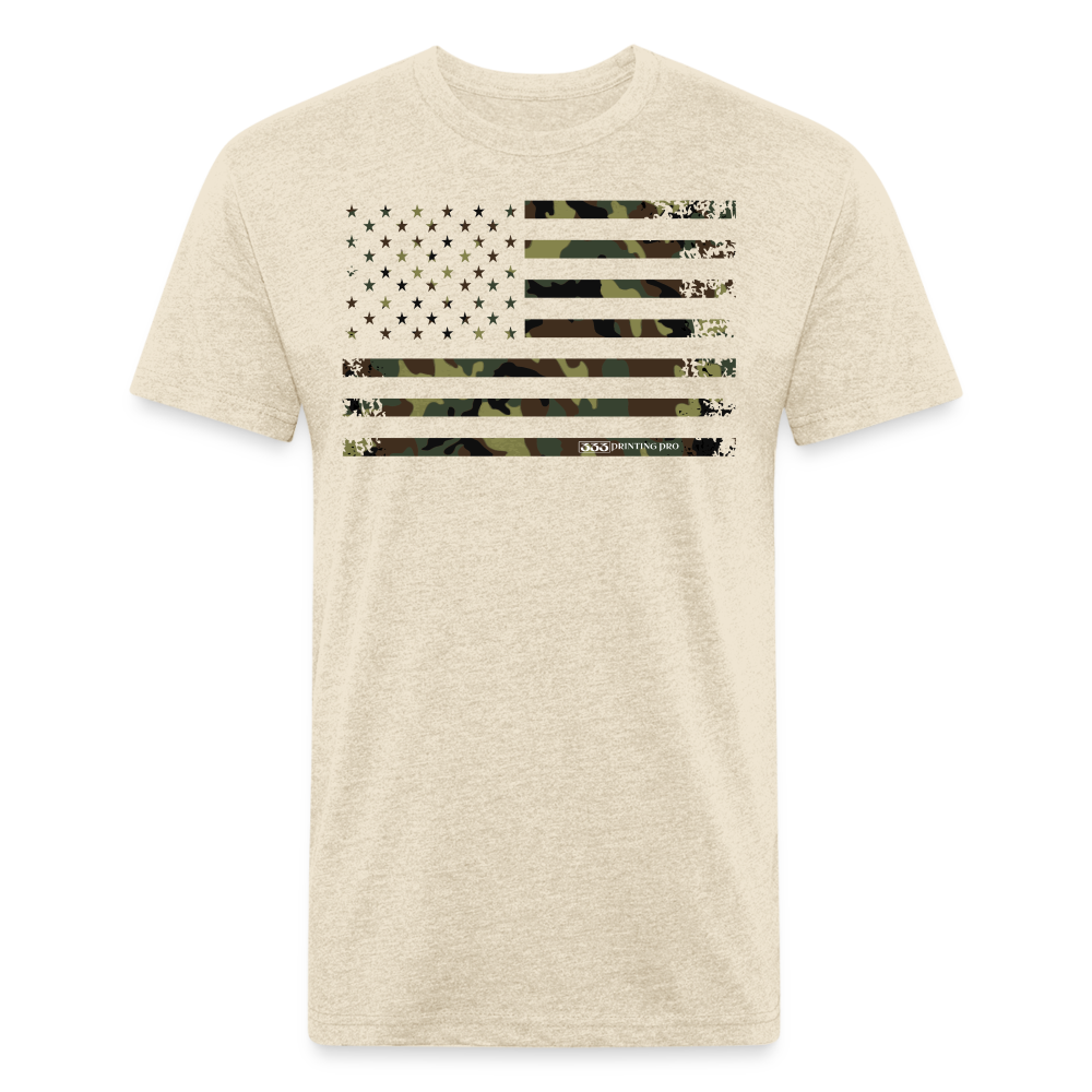 Camo Flag Fitted Cotton/Poly T-Shirt by Next Level - heather cream