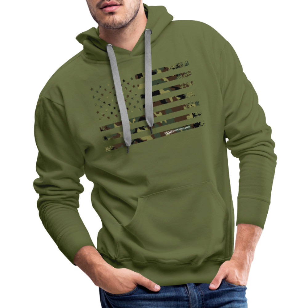 Camo Flag Men’s Premium Hoodie - olive green