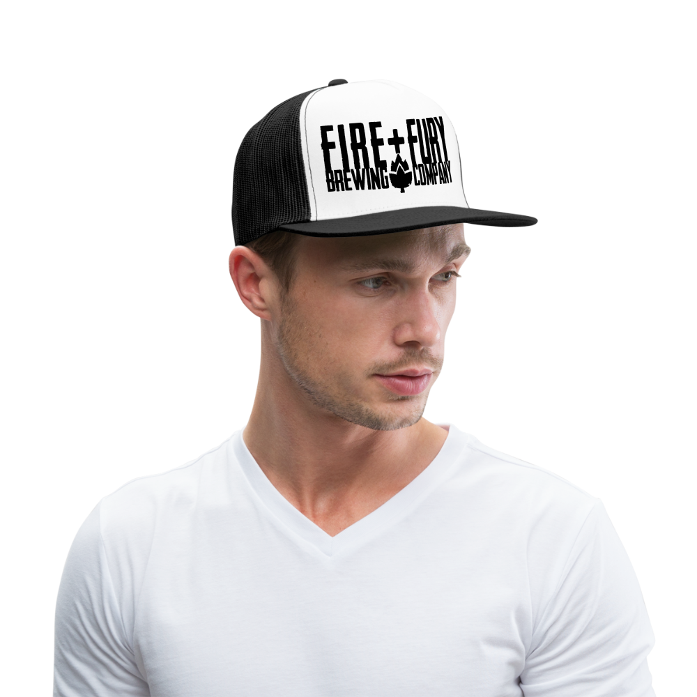 Fire + Fury Trucker Hat - white/black