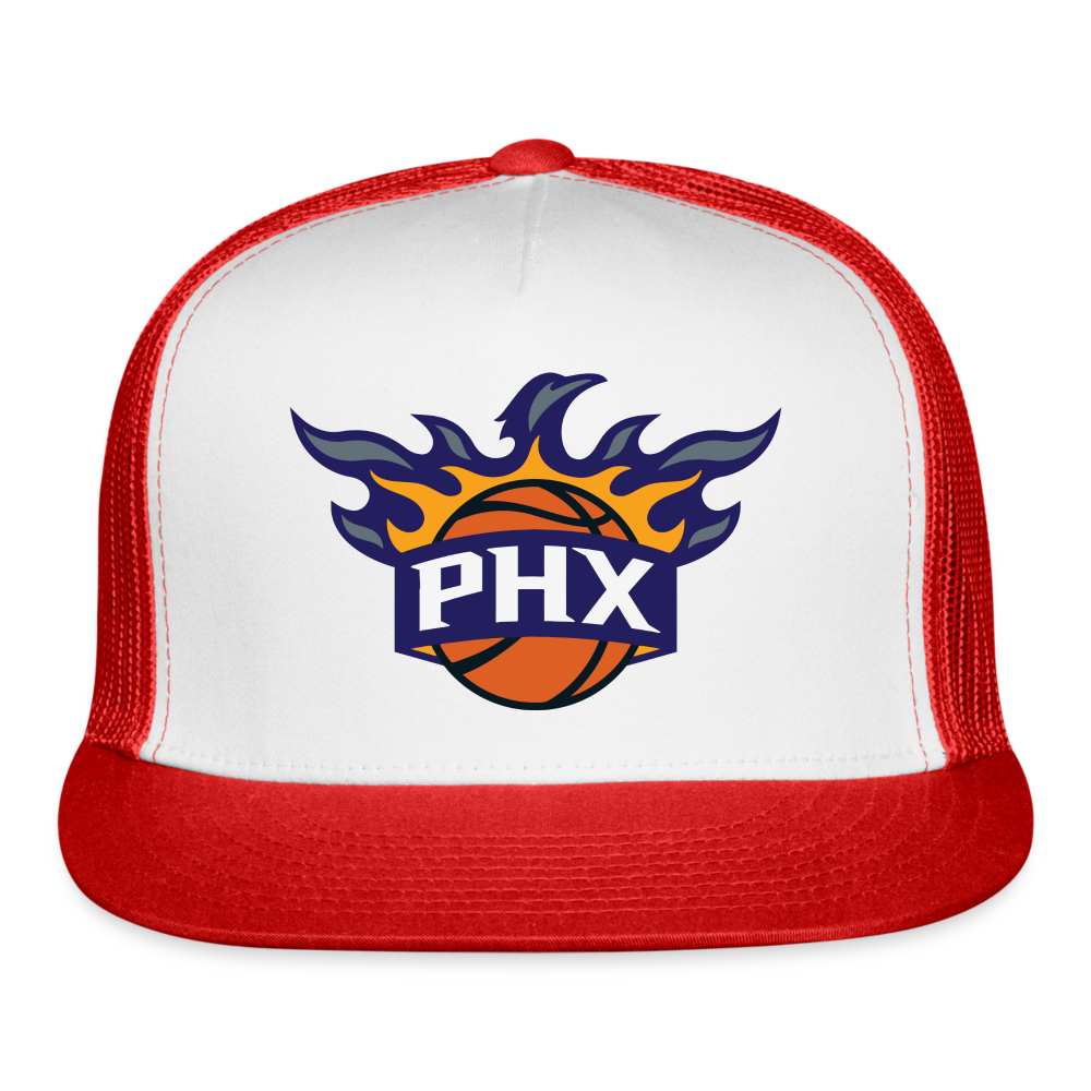 Phx Suns Flame Trucker Hat - white/red