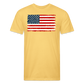 American Flag Distressed Cotton/Poly T-Shirt by Next Level - pastel yellow