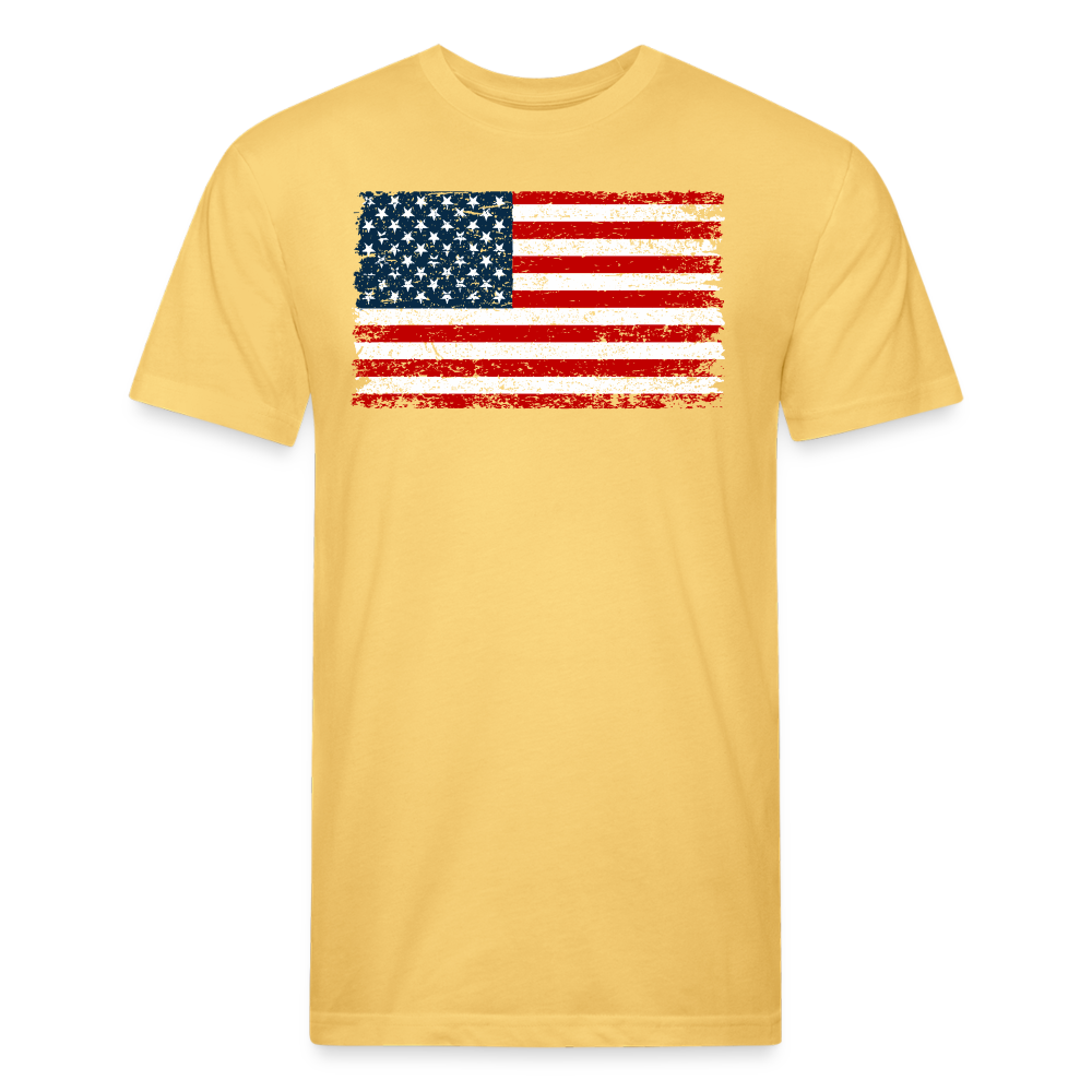 American Flag Distressed Cotton/Poly T-Shirt by Next Level - pastel yellow