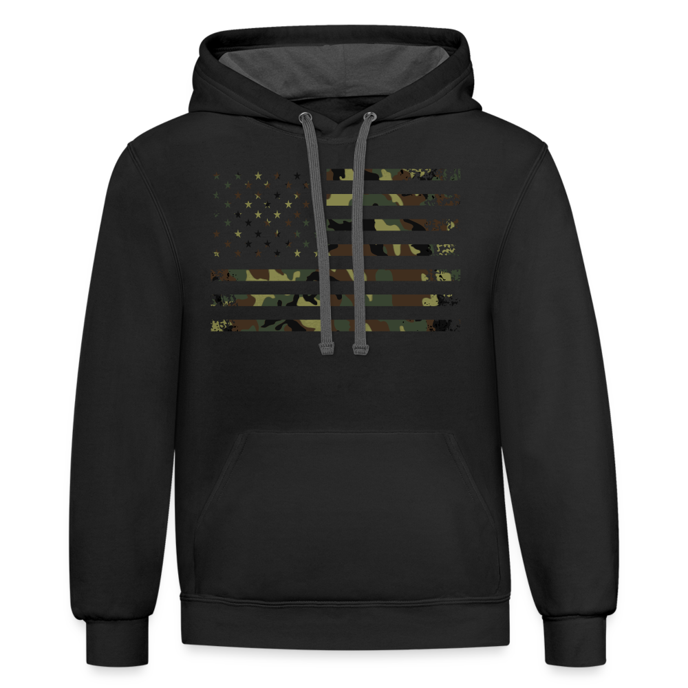 Camo Flag Contrast Hoodie - black/asphalt