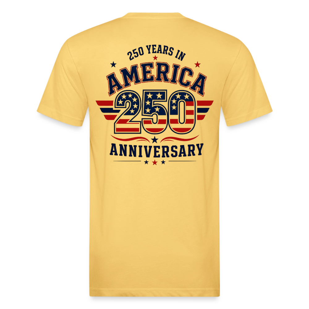 250 Year America Fitted Cotton/Poly T-Shirt by Next Level - pastel yellow