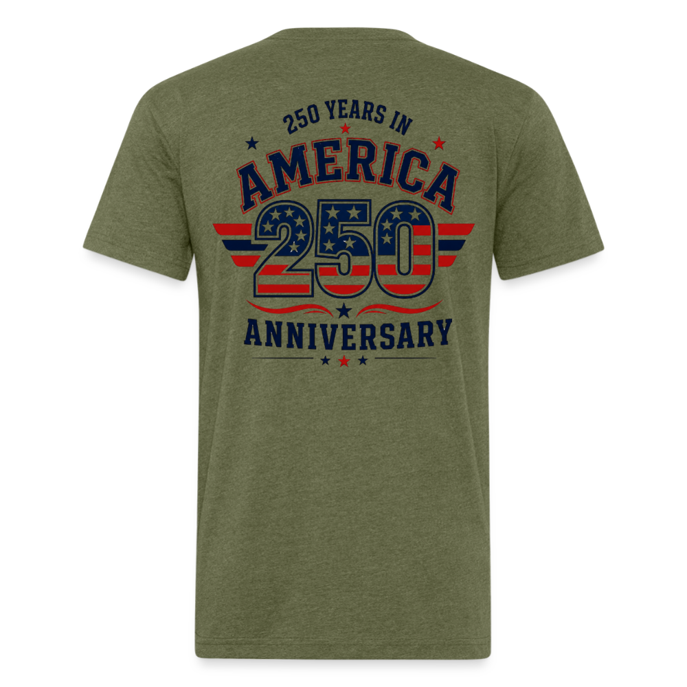 250 Year America Fitted Cotton/Poly T-Shirt by Next Level - heather military green