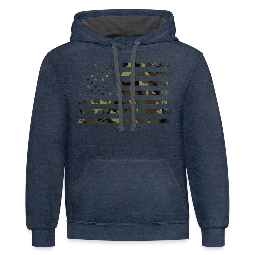 Camo Flag Contrast Hoodie - indigo heather/asphalt