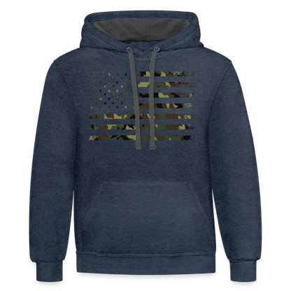 Camo Flag Contrast Hoodie - indigo heather/asphalt