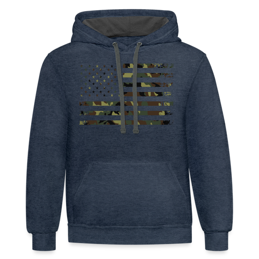 Camo Flag Contrast Hoodie - indigo heather/asphalt