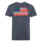 American Flag Distressed Cotton/Poly T-Shirt by Next Level - heather navy