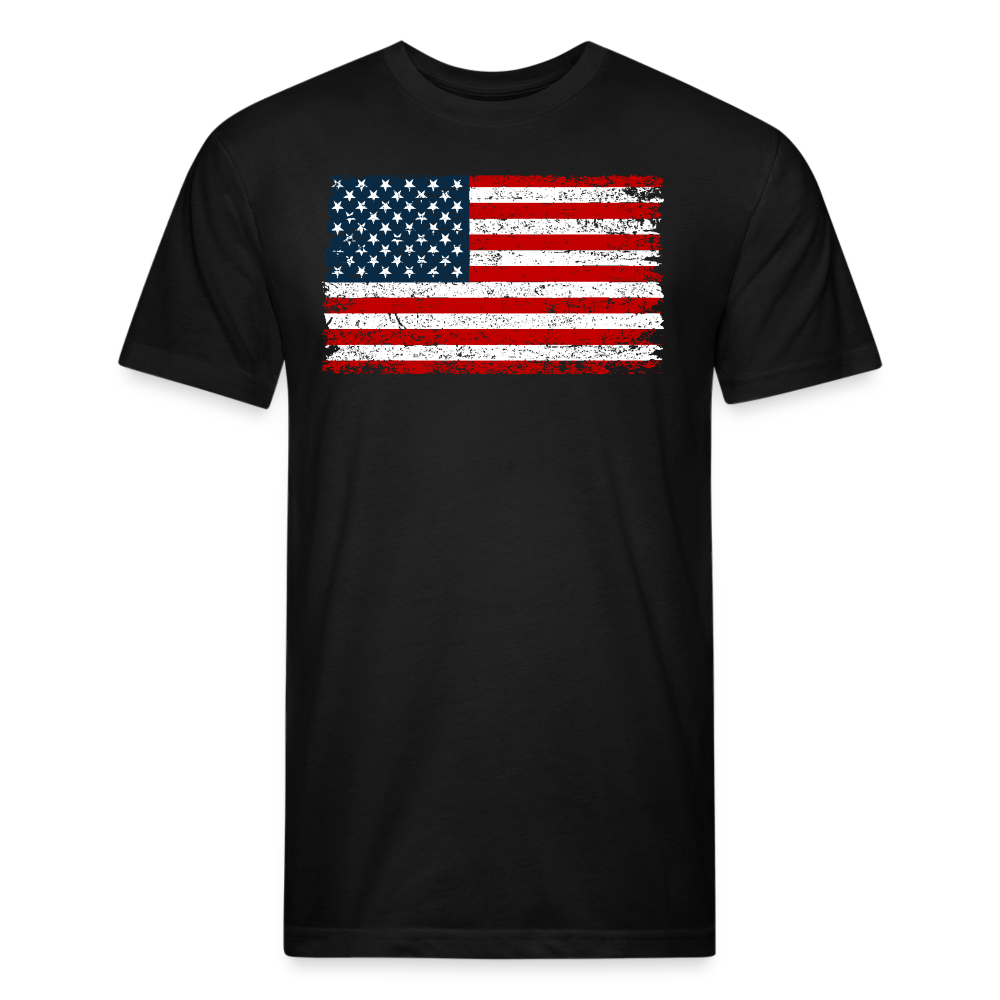American Flag Distressed Cotton/Poly T-Shirt by Next Level - black