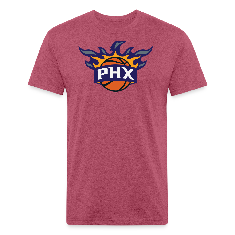 Phx Suns Flames Cotton/Poly T-Shirt by Next Level - heather burgundy