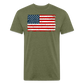 American Flag Distressed Cotton/Poly T-Shirt by Next Level - heather military green