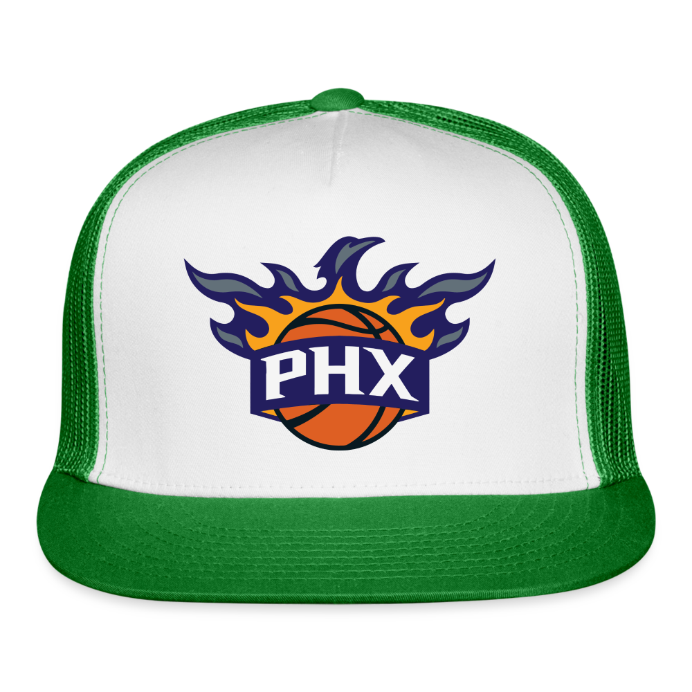Phx Suns Flame Trucker Hat - white/kelly green