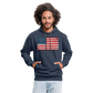 American Flag Distressed Contrast Hoodie - indigo heather/asphalt