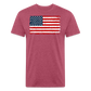 American Flag Distressed Cotton/Poly T-Shirt by Next Level - heather burgundy