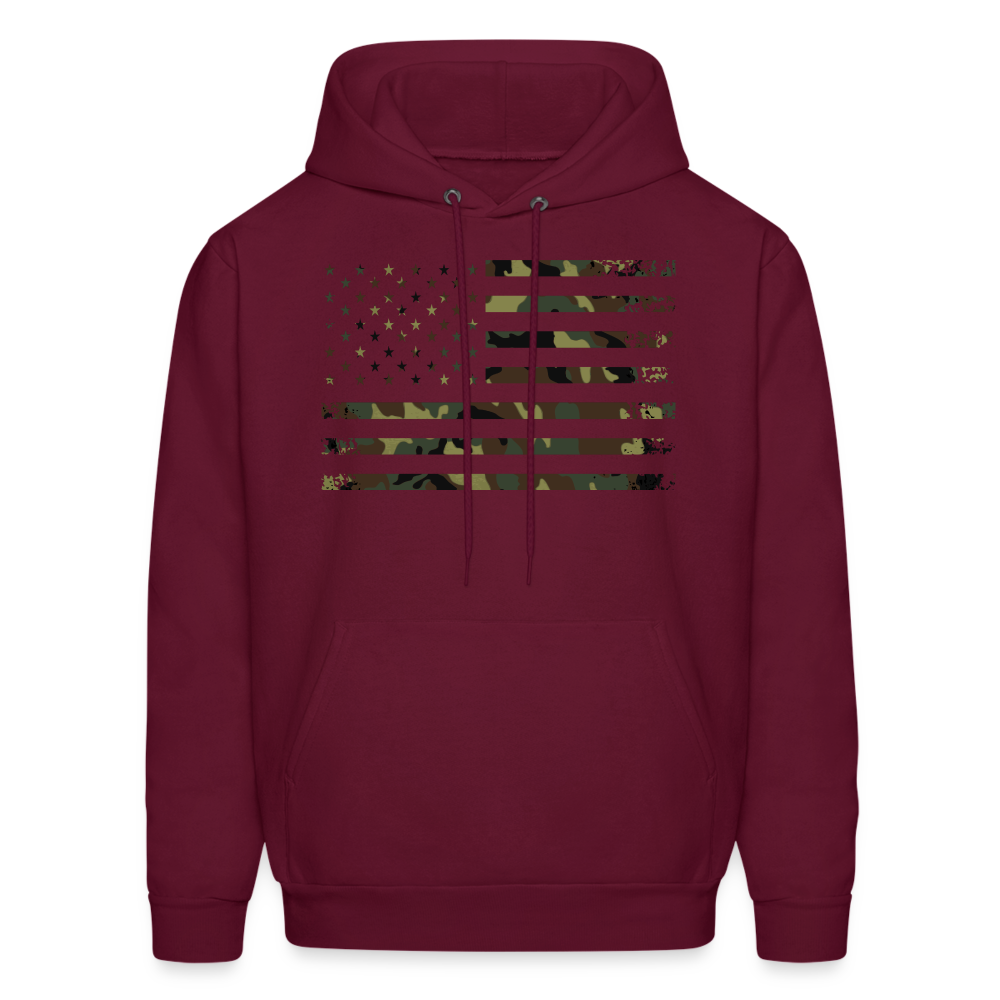 Camo Flag Men's Hoodie Multi - burgundy
