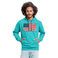 American Flag Distressed Contrast Hoodie - scuba blue/asphalt