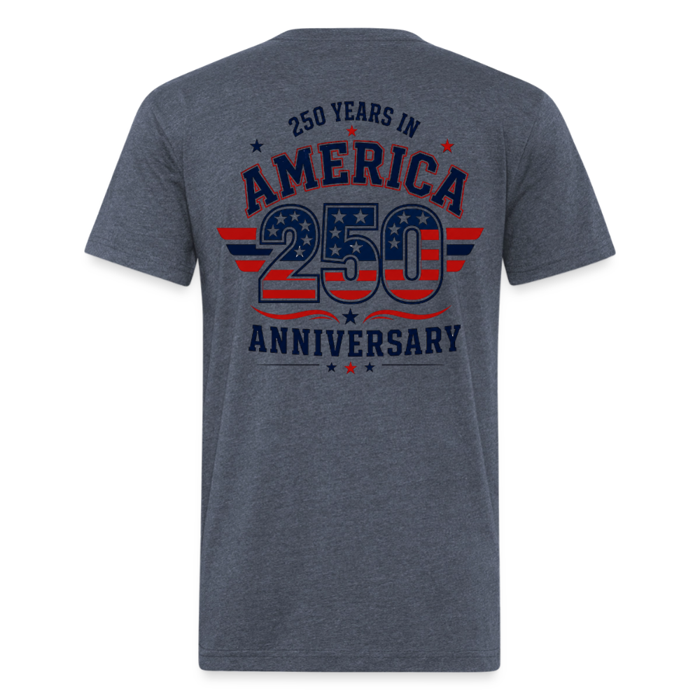 250 Year America Fitted Cotton/Poly T-Shirt by Next Level - heather navy