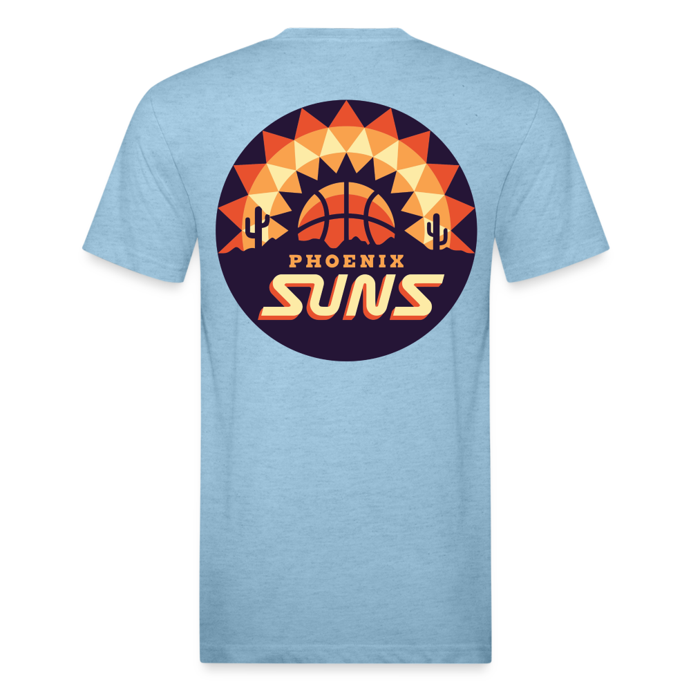 Phx Suns Front & Back Cotton/Poly T-Shirt by Next Level - heather blue