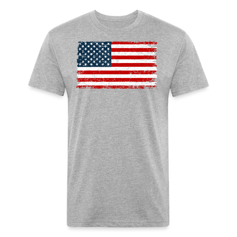 American Flag Distressed Cotton/Poly T-Shirt by Next Level - heather gray