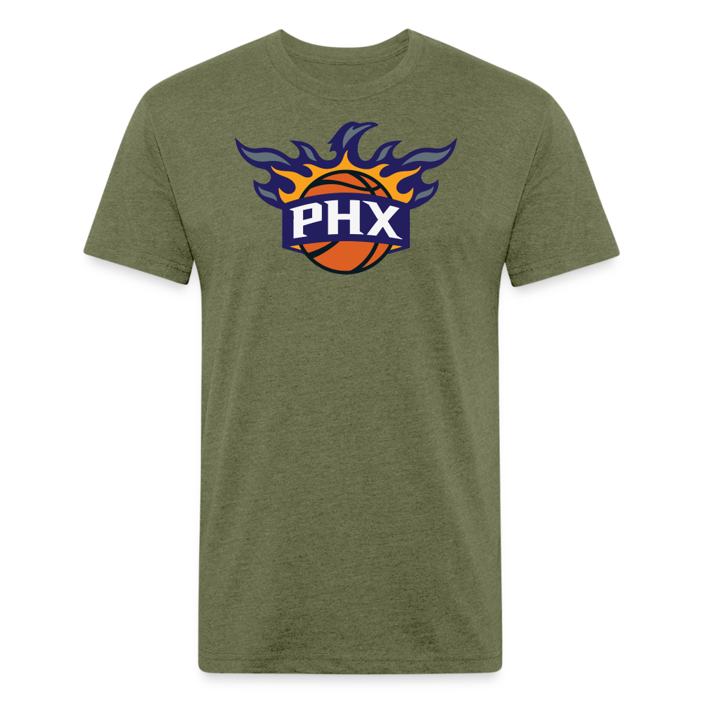 Phx Suns Flames Cotton/Poly T-Shirt by Next Level - heather military green