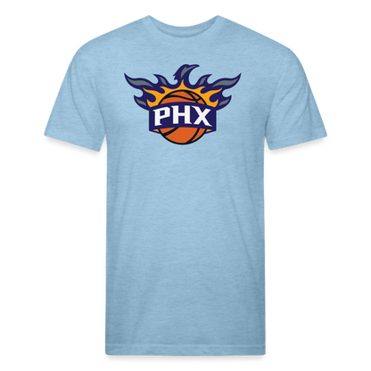 Phx Suns Flames Cotton/Poly T-Shirt by Next Level - heather blue