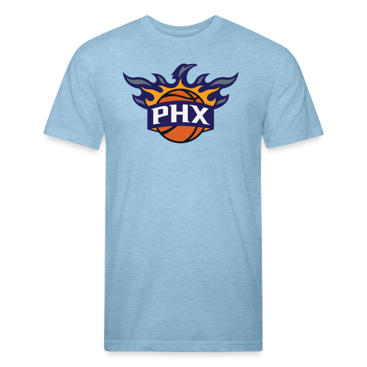 Phx Suns Flames Cotton/Poly T-Shirt by Next Level - heather blue
