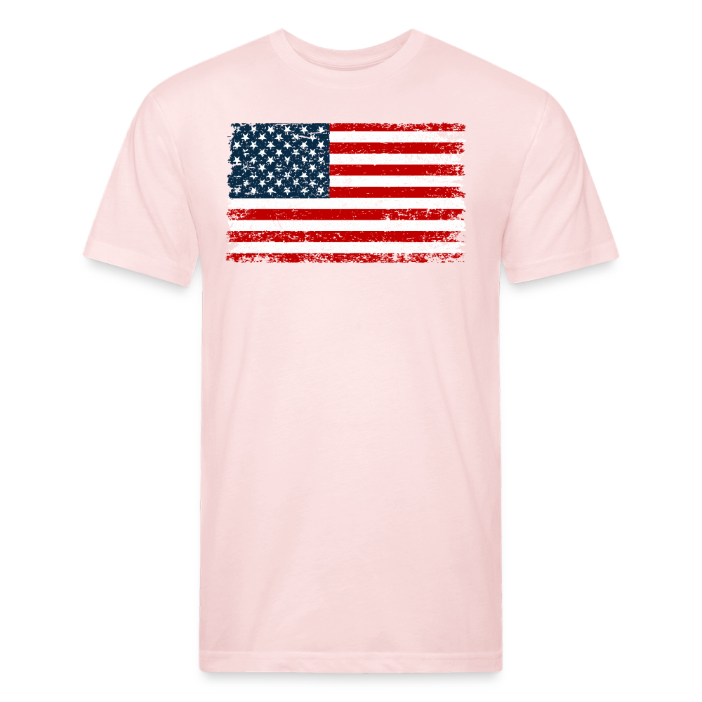 American Flag Distressed Cotton/Poly T-Shirt by Next Level - blush pink 