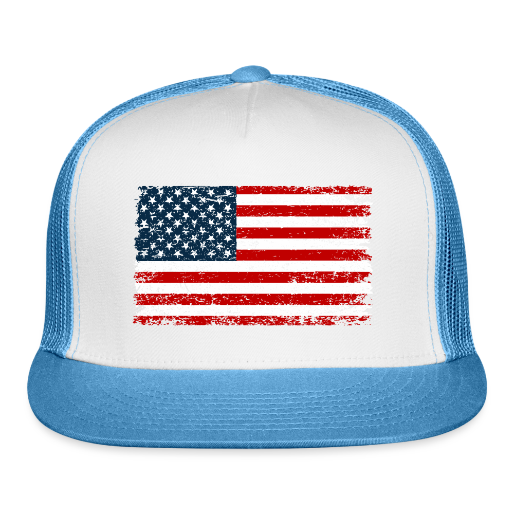 American Flag Color / Multi Trucker Hat - white/blue