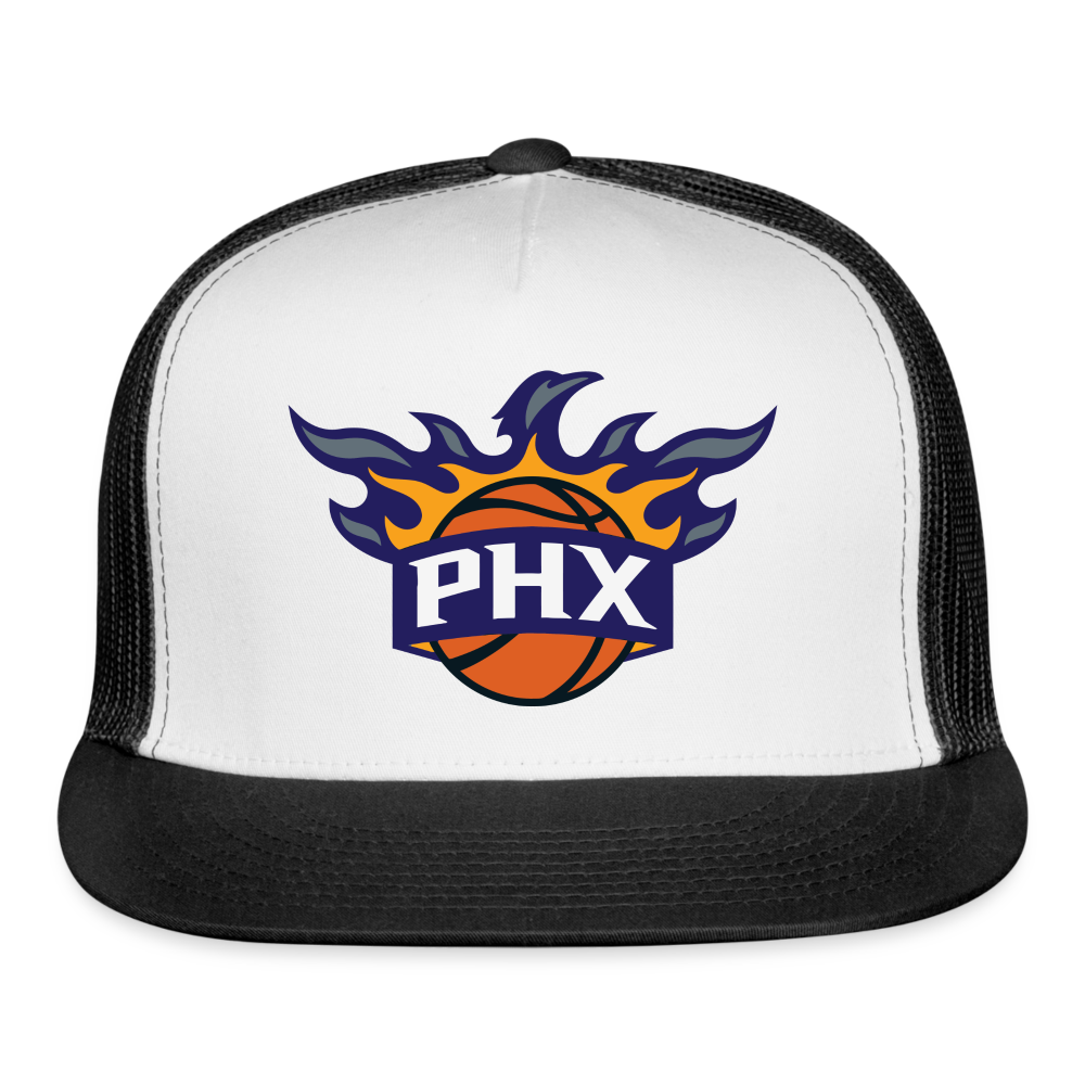 Phx Suns Flame Trucker Hat - white/black