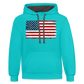 American Flag Distressed Contrast Hoodie - scuba blue/asphalt
