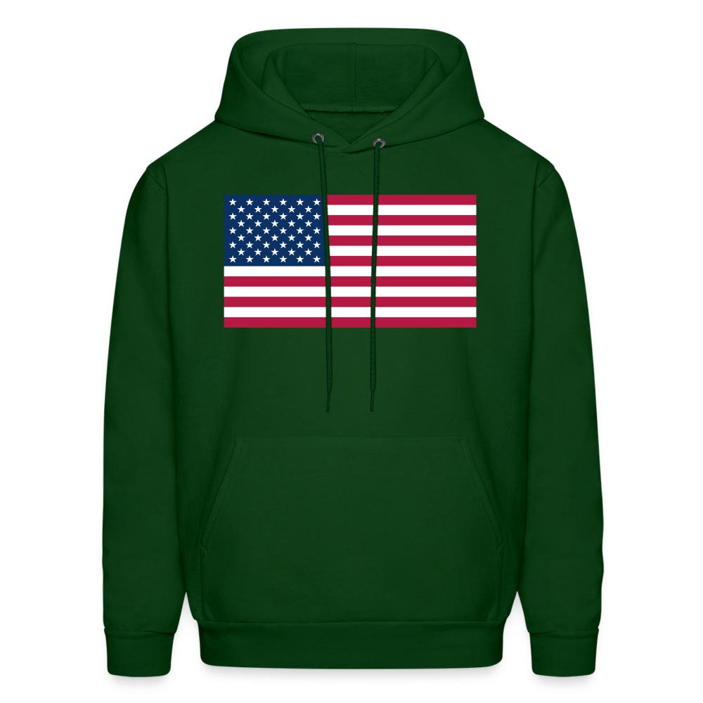 American Flag Color Men's Hoodie - forest green
