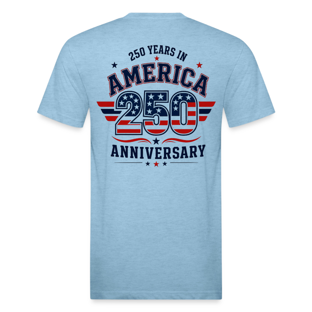 250 Year America Fitted Cotton/Poly T-Shirt by Next Level - heather blue