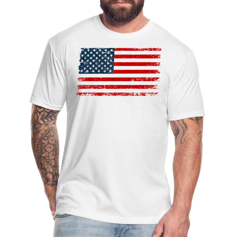 American Flag Distressed Cotton/Poly T-Shirt by Next Level - white