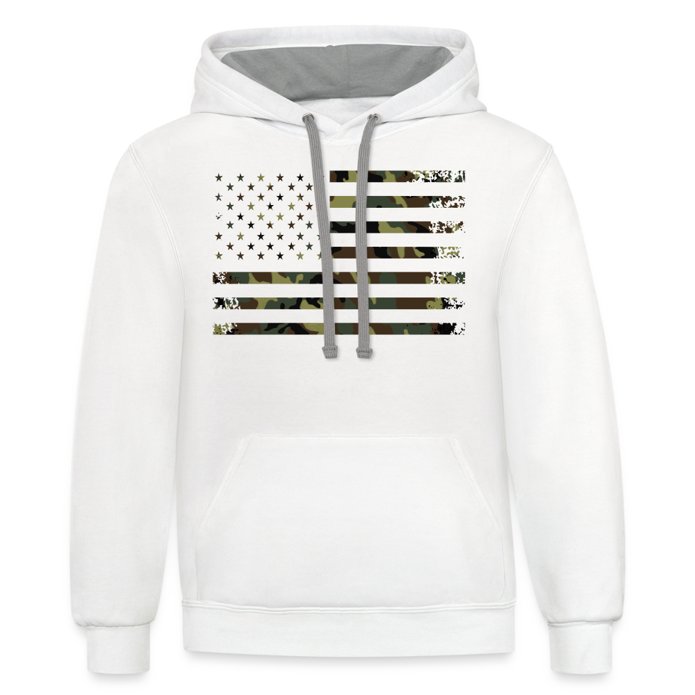 Camo Flag Contrast Hoodie - white/gray