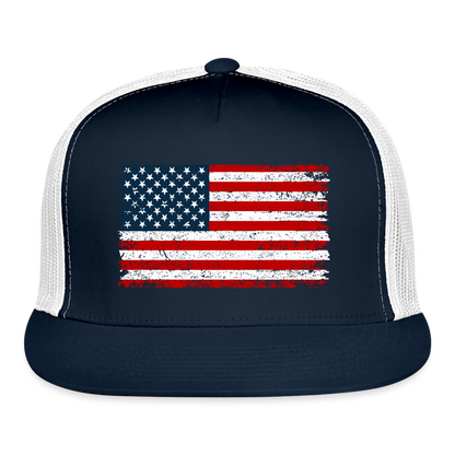 American Flag Color / Multi Trucker Hat - navy/white