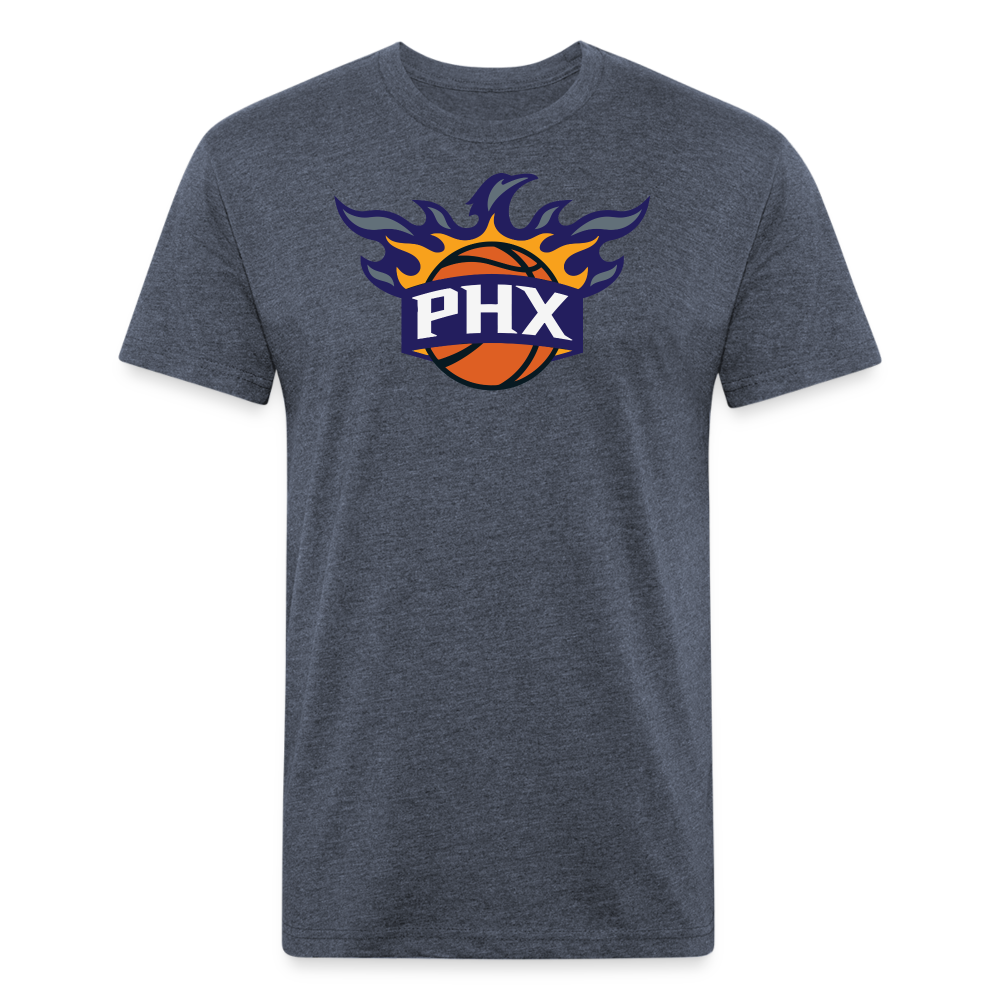 Phx Suns Flames Cotton/Poly T-Shirt by Next Level - heather navy
