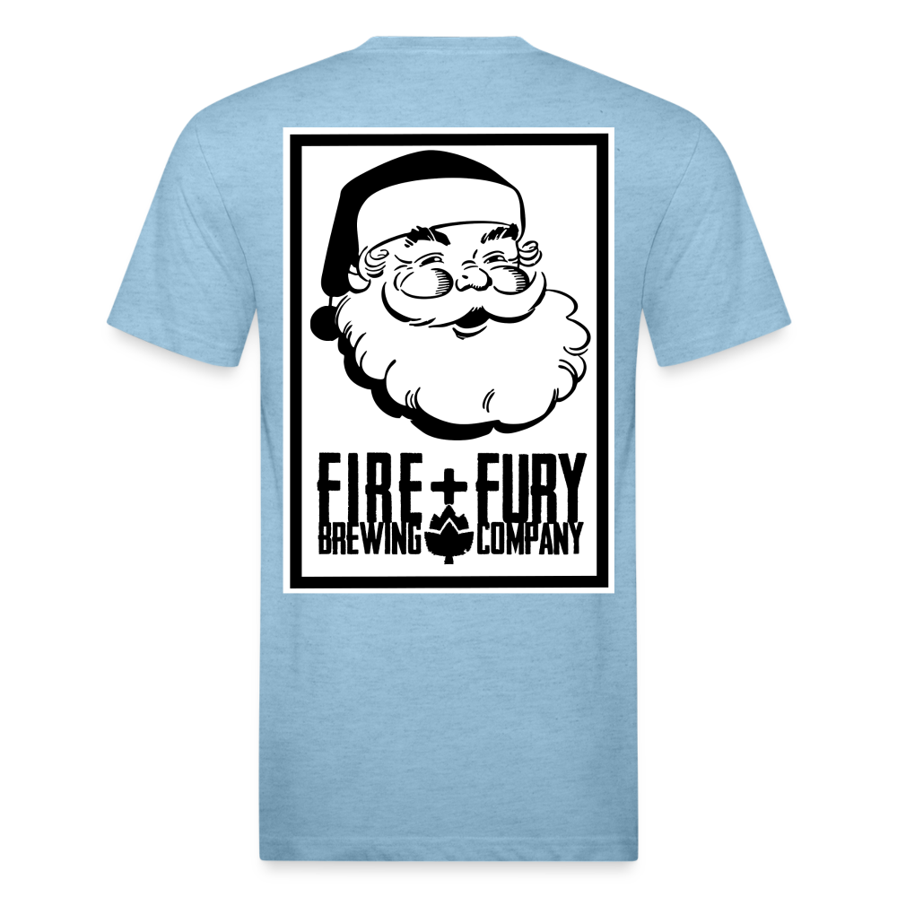 Fire + Fury Santa Cotton/Poly T-Shirt by Next Level - heather blue