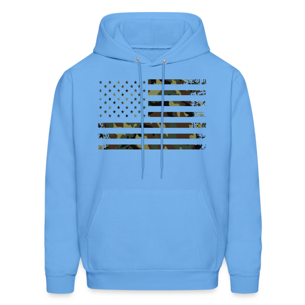 Camo Flag Men's Hoodie Multi - carolina blue