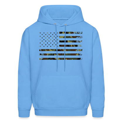 Camo Flag Men's Hoodie Multi - carolina blue