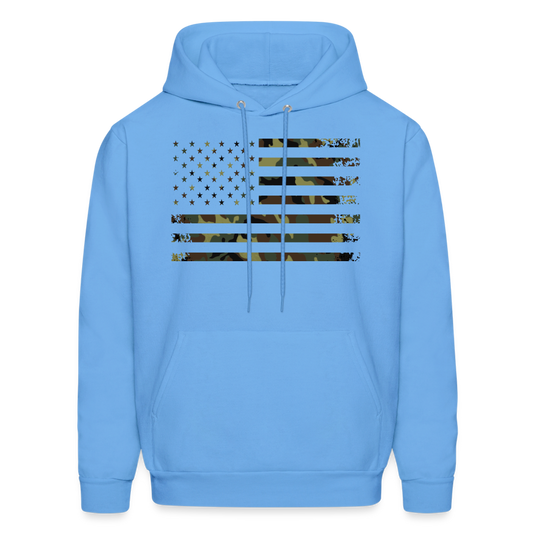Camo Flag Men's Hoodie Multi - carolina blue